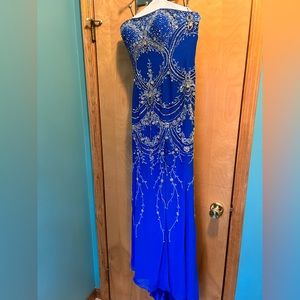 Royal blue beaded prom dress